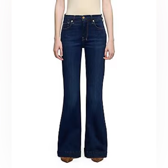 7 For All Mankindalexa Straight Leg Dark Blue Jeans
